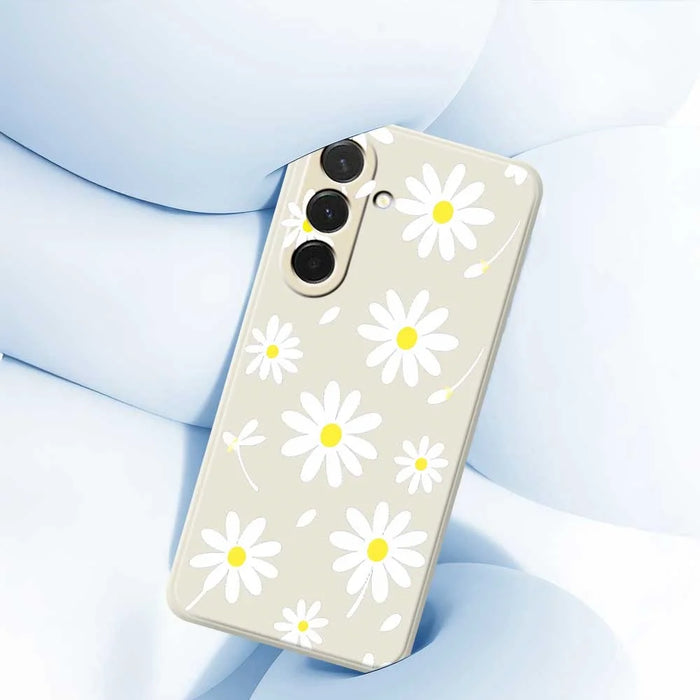 For Samsung Galaxy A36 5G Case White Daisy Pattern Printing Straight Edge TPU Phone Back Cover - Beige - 5
