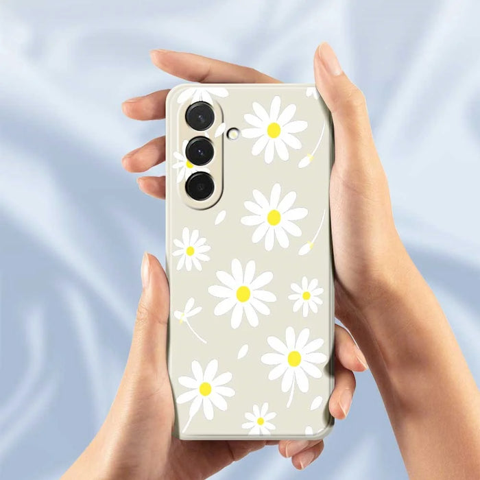 For Samsung Galaxy A36 5G Case White Daisy Pattern Printing Straight Edge TPU Phone Back Cover - Beige - 6