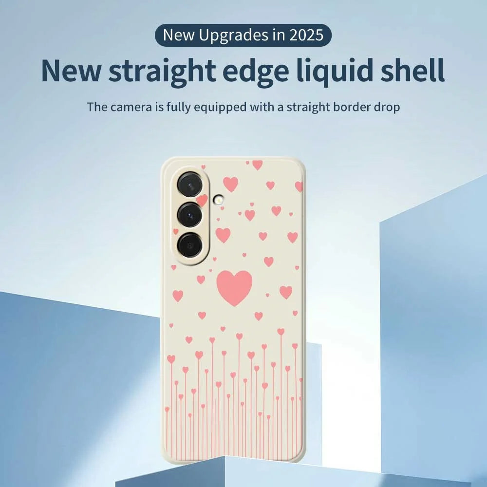 For Samsung Galaxy A36 5G Case Pink Love Pattern Printing Straight Edge TPU Phone Back Cover - Beige - 3