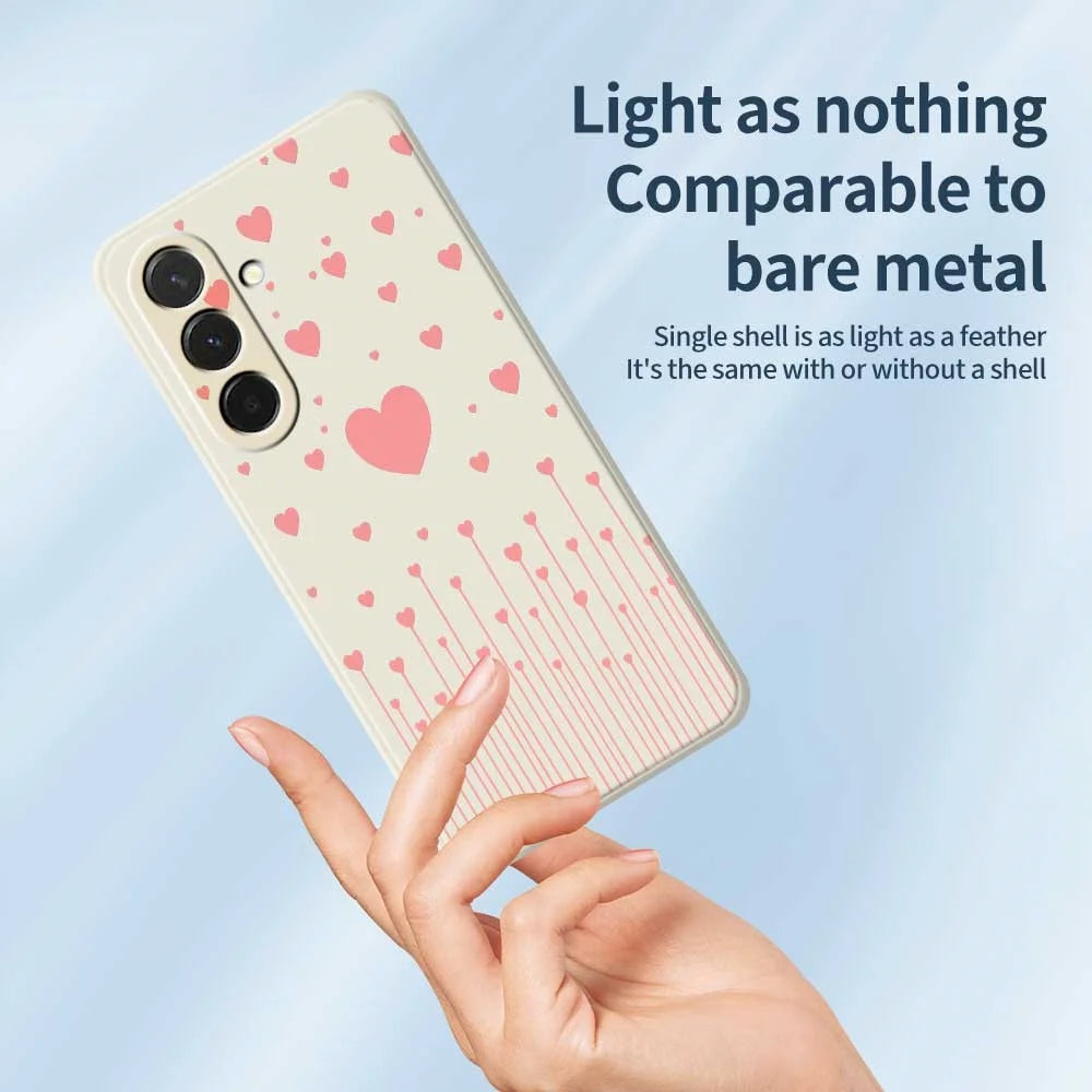 For Samsung Galaxy A36 5G Case Pink Love Pattern Printing Straight Edge TPU Phone Back Cover - Beige - 4