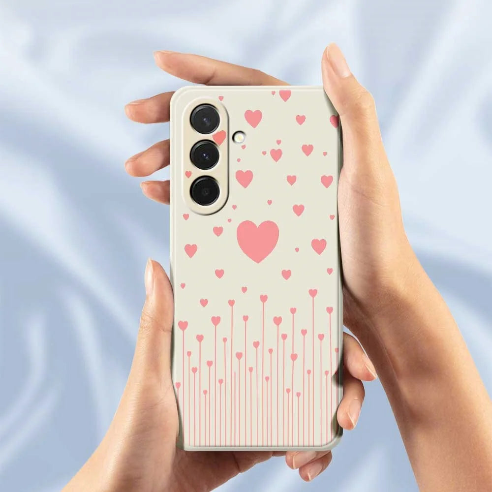For Samsung Galaxy A36 5G Case Pink Love Pattern Printing Straight Edge TPU Phone Back Cover - Beige - 6