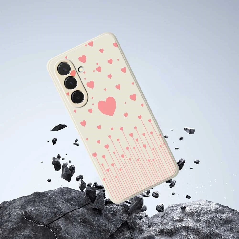For Samsung Galaxy A36 5G Case Pink Love Pattern Printing Straight Edge TPU Phone Back Cover - Beige - 7