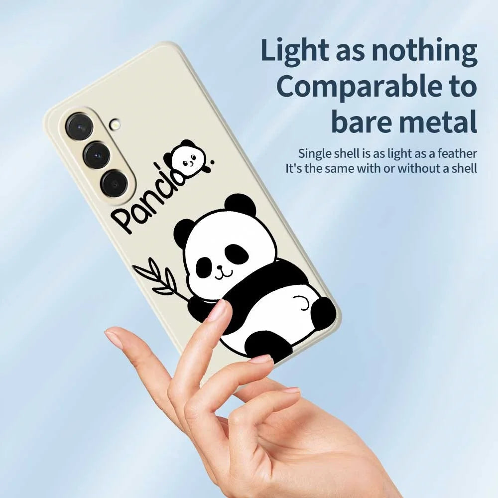 For Samsung Galaxy A36 5G Case Panda Pattern Printing Straight Edge TPU Phone Back Cover - Beige - 4