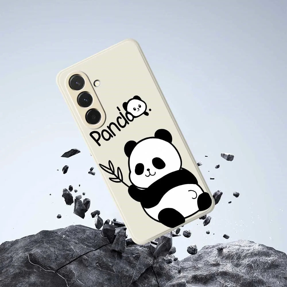 For Samsung Galaxy A36 5G Case Panda Pattern Printing Straight Edge TPU Phone Back Cover - Beige - 7