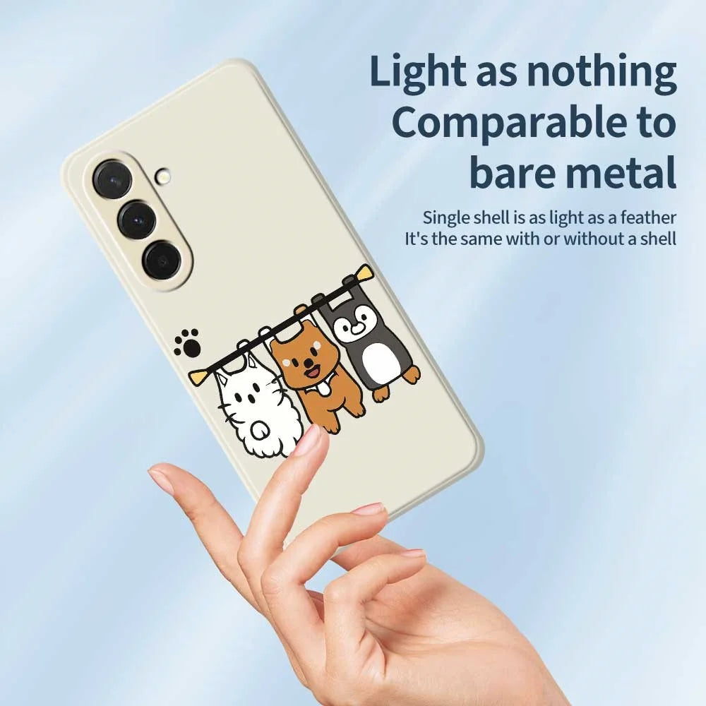 For Samsung Galaxy A36 5G Case Three Animal Dolls Pattern Printing Straight Edge TPU Phone Back Cover - Beige - 4
