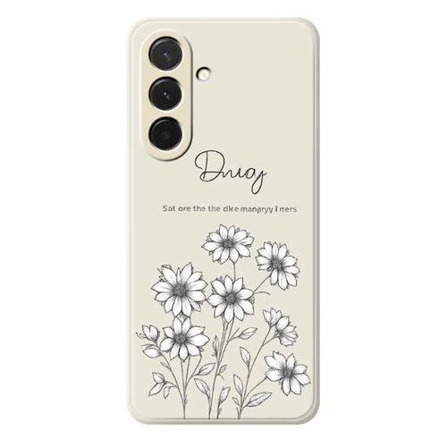 For Samsung Galaxy A36 5G Case Sketch Flowers Pattern Printing Straight Edge TPU Phone Back Cover - Beige - 1