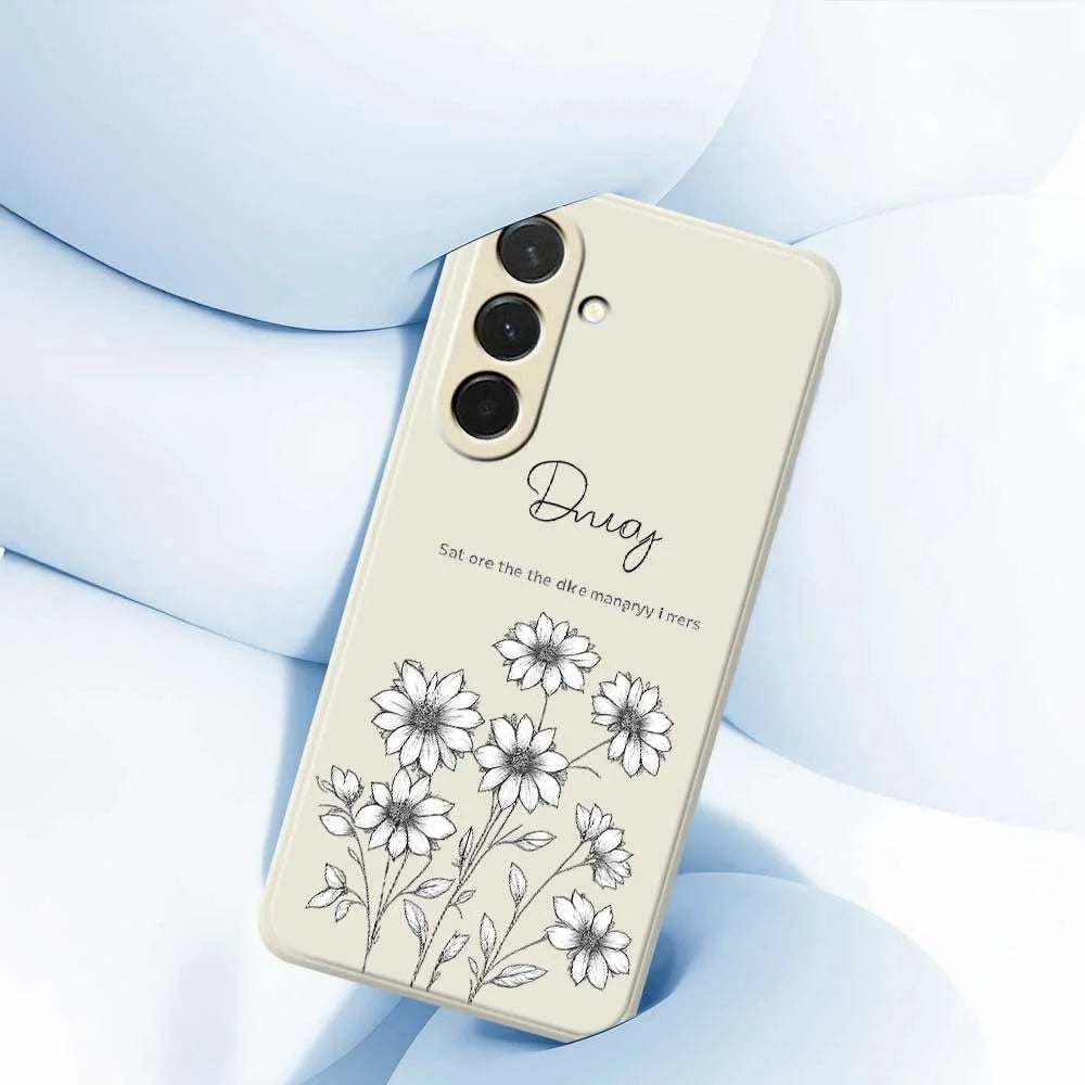 For Samsung Galaxy A36 5G Case Sketch Flowers Pattern Printing Straight Edge TPU Phone Back Cover - Beige - 5