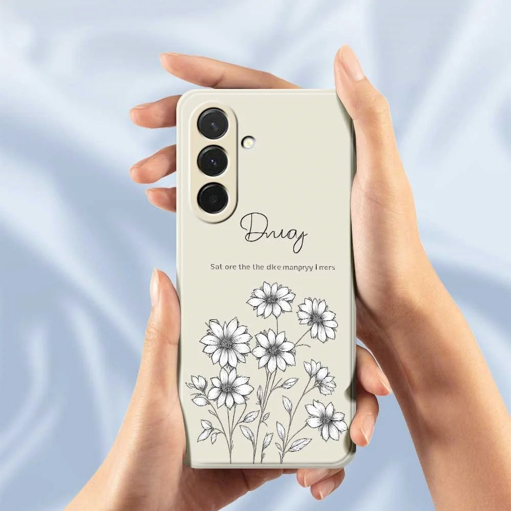 For Samsung Galaxy A36 5G Case Sketch Flowers Pattern Printing Straight Edge TPU Phone Back Cover - Beige - 6