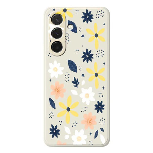For Samsung Galaxy A36 5G Case Colorful Floral Blue Leaves Pattern Printing Straight Edge TPU Phone Back Cover - Beige - 1