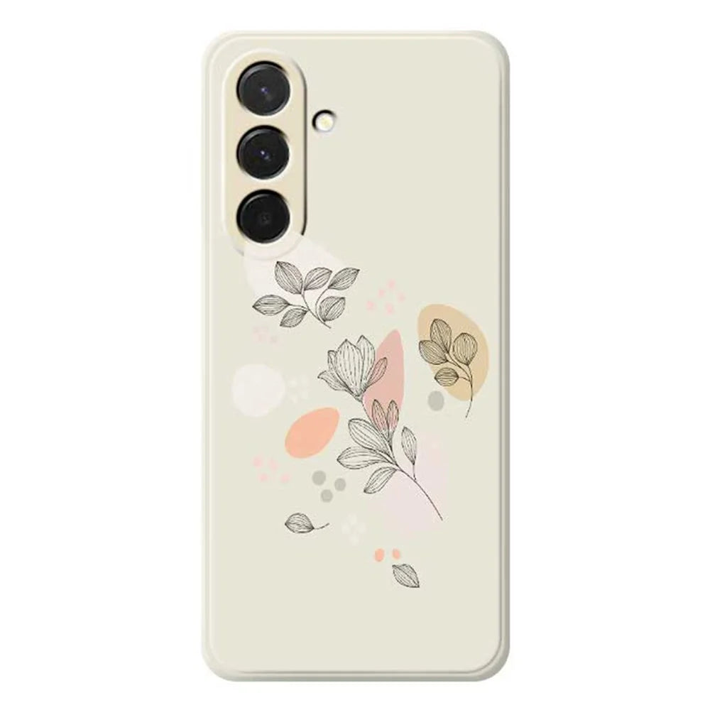 For Samsung Galaxy A36 5G Case Sketch Leaves Pattern Printing Straight Edge TPU Phone Back Cover - Beige - 1