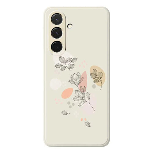 For Samsung Galaxy A36 5G Case Sketch Leaves Pattern Printing Straight Edge TPU Phone Back Cover - Beige - 1