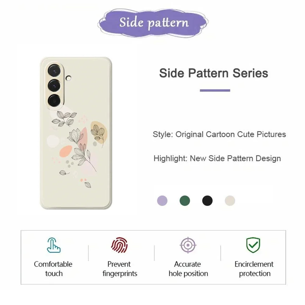 For Samsung Galaxy A36 5G Case Sketch Leaves Pattern Printing Straight Edge TPU Phone Back Cover - Beige - 2