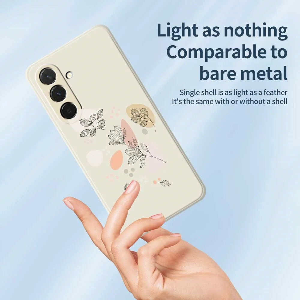 For Samsung Galaxy A36 5G Case Sketch Leaves Pattern Printing Straight Edge TPU Phone Back Cover - Beige - 4