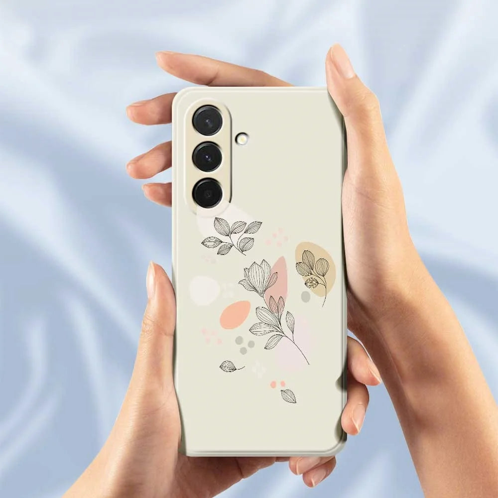 For Samsung Galaxy A36 5G Case Sketch Leaves Pattern Printing Straight Edge TPU Phone Back Cover - Beige - 6