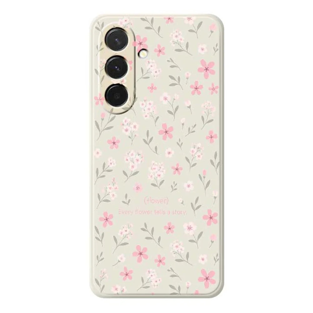 For Samsung Galaxy A36 5G Case Small Flower Pattern Printing Straight Edge TPU Phone Back Cover - Beige - 1