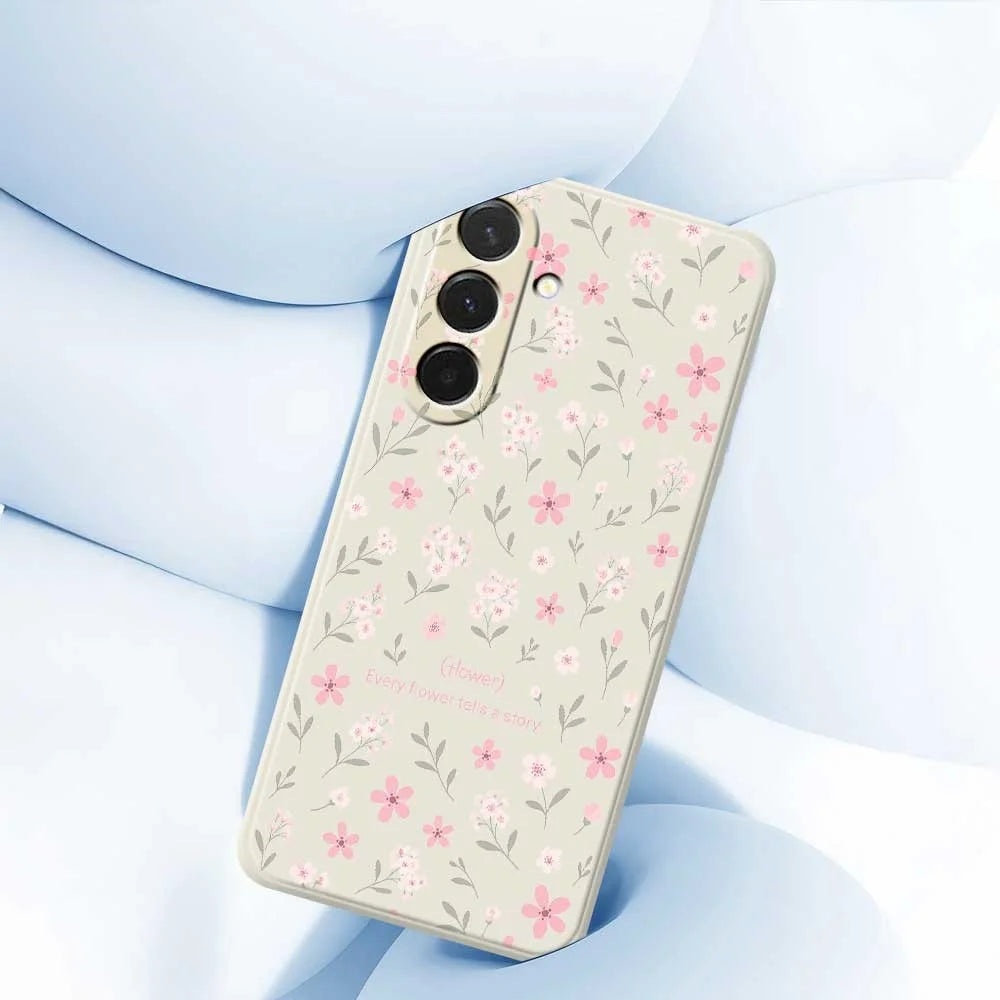 For Samsung Galaxy A36 5G Case Small Flower Pattern Printing Straight Edge TPU Phone Back Cover - Beige - 5