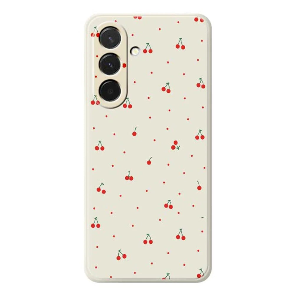 For Samsung Galaxy A36 5G Case Red Cherry Pattern Printing Straight Edge TPU Phone Back Cover - Beige - 1