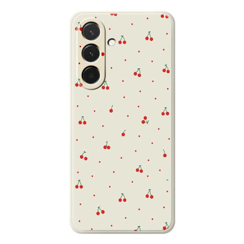 For Samsung Galaxy A36 5G Case Red Cherry Pattern Printing Straight Edge TPU Phone Back Cover - Beige - 1