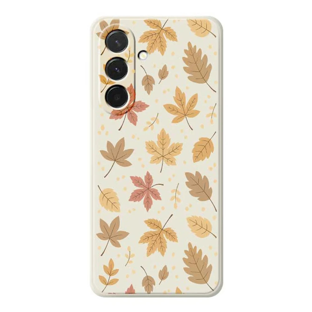 For Samsung Galaxy A36 5G Case Leaves Pattern Printing Straight Edge TPU Phone Back Cover - Beige - 1