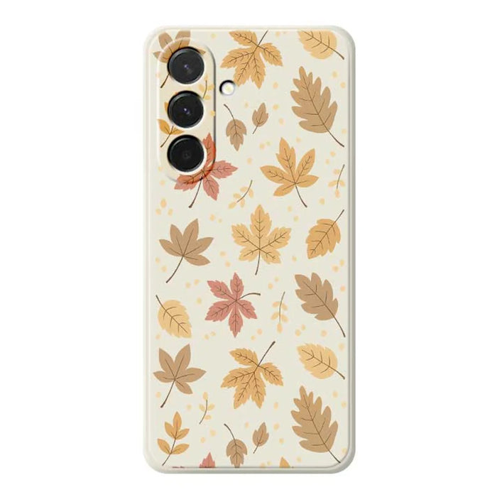 For Samsung Galaxy A36 5G Case Leaves Pattern Printing Straight Edge TPU Phone Back Cover - Beige - 1
