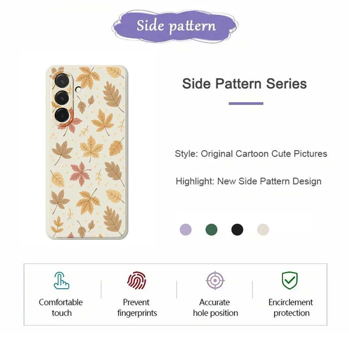 For Samsung Galaxy A36 5G Case Leaves Pattern Printing Straight Edge TPU Phone Back Cover - Beige - 2