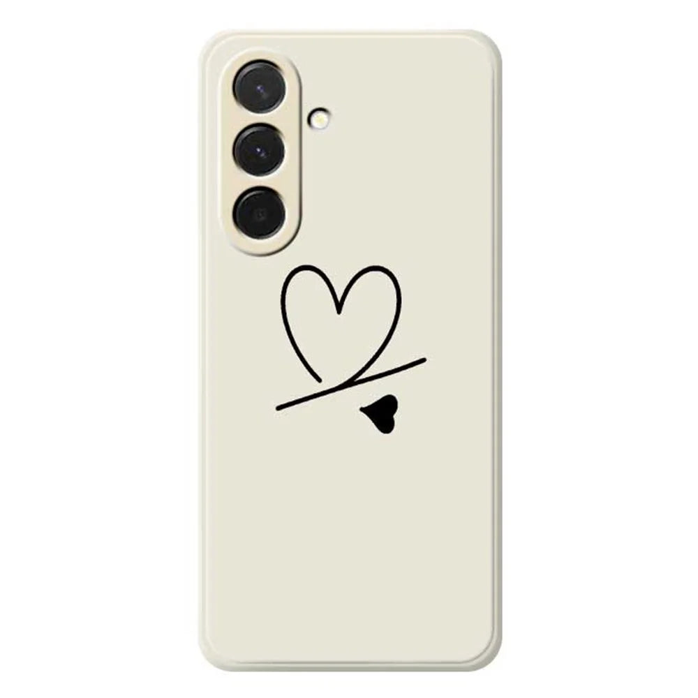 For Samsung Galaxy A36 5G Case Black Love Pattern Printing Straight Edge TPU Phone Back Cover - Beige - 1