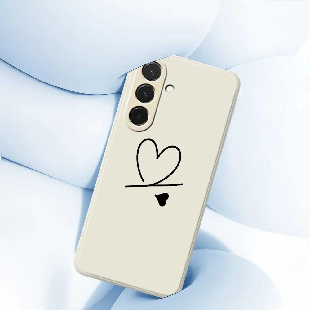 For Samsung Galaxy A36 5G Case Black Love Pattern Printing Straight Edge TPU Phone Back Cover - Beige - 5