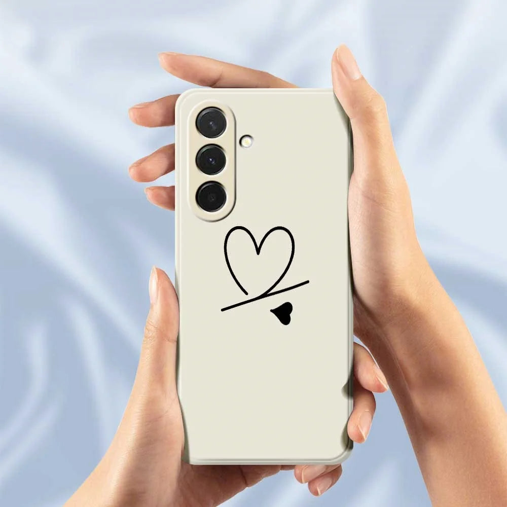 For Samsung Galaxy A36 5G Case Black Love Pattern Printing Straight Edge TPU Phone Back Cover - Beige - 6