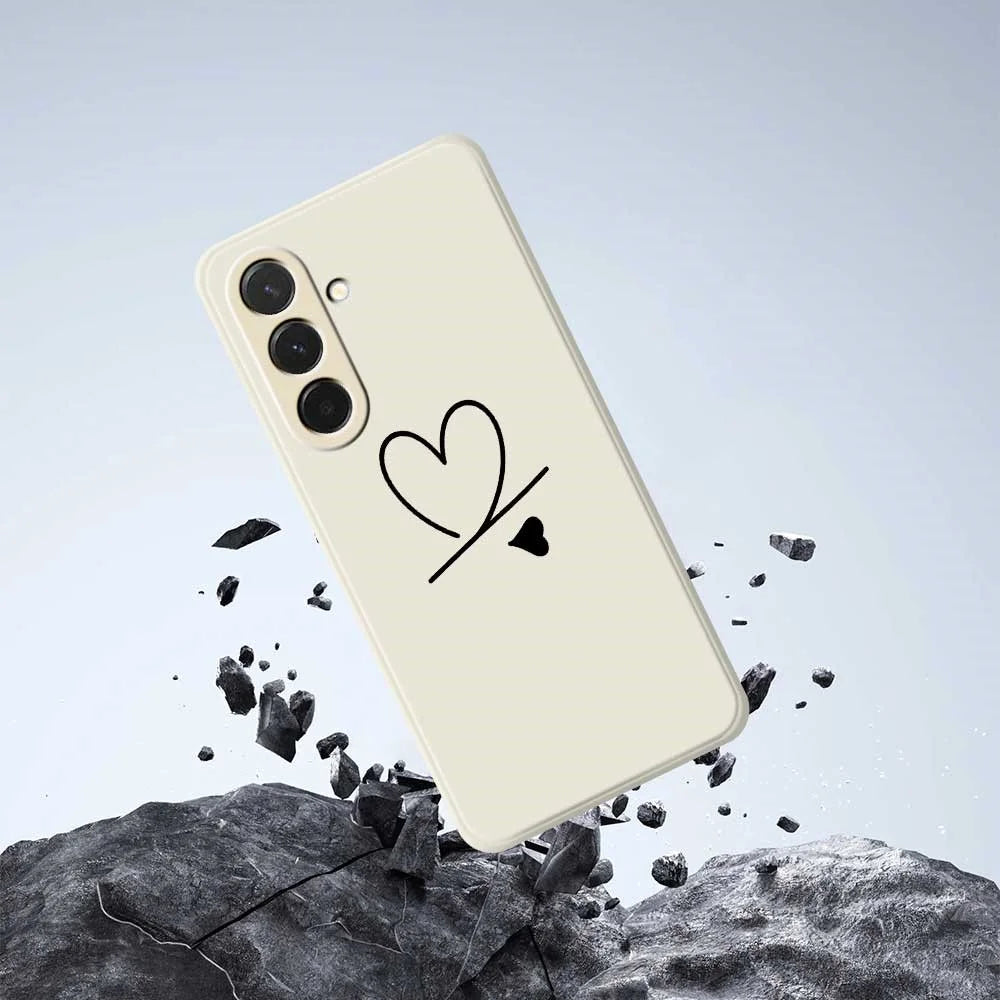 For Samsung Galaxy A36 5G Case Black Love Pattern Printing Straight Edge TPU Phone Back Cover - Beige - 7