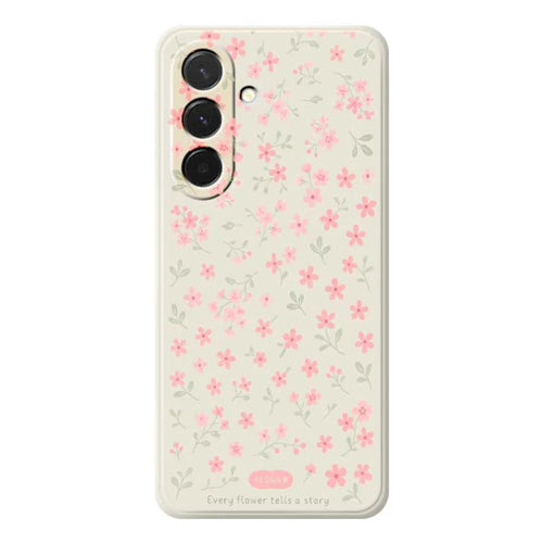 For Samsung Galaxy A36 5G Case Pink Small Flowers Pattern Printing Straight Edge TPU Phone Back Cover - Beige - 1