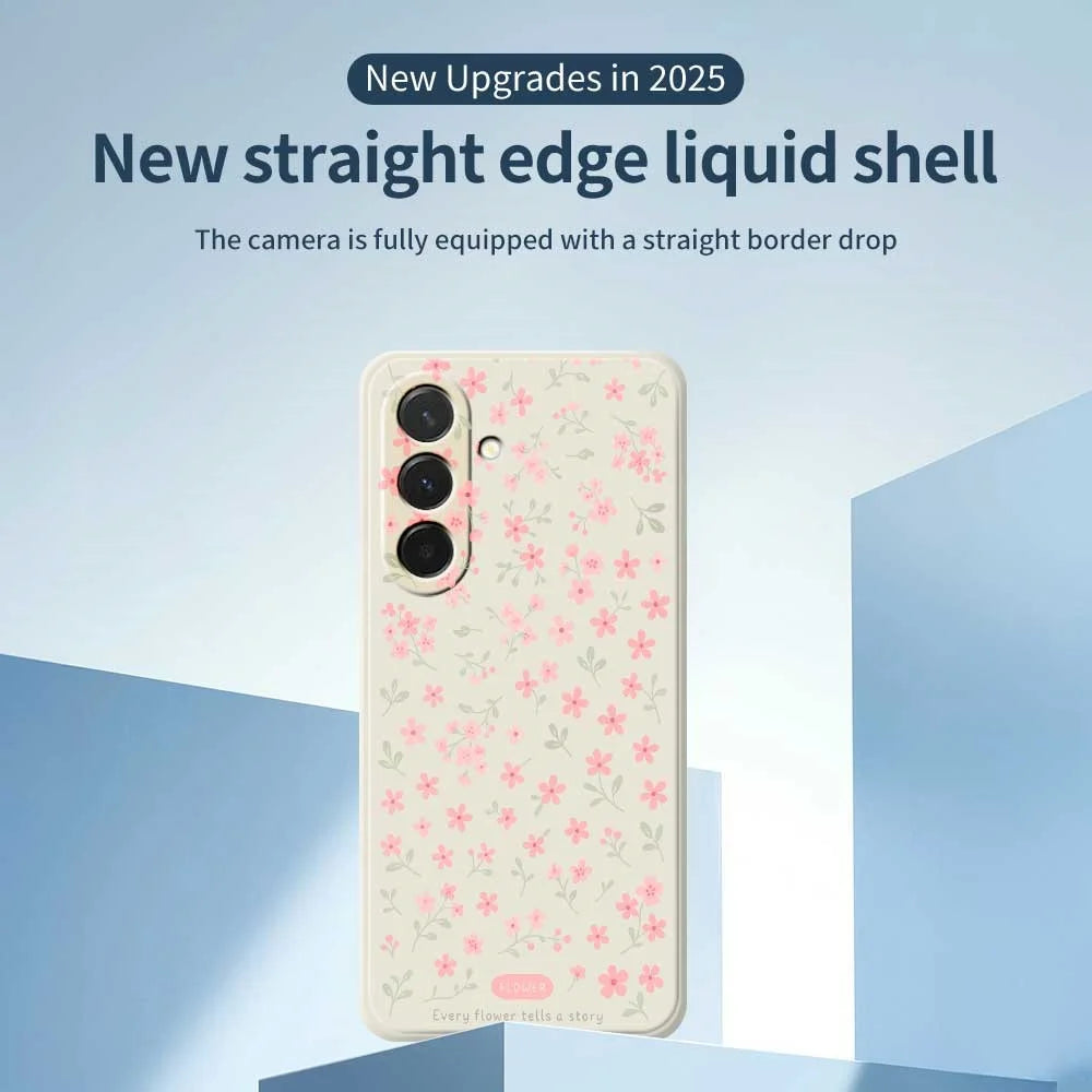For Samsung Galaxy A36 5G Case Pink Small Flowers Pattern Printing Straight Edge TPU Phone Back Cover - Beige - 3
