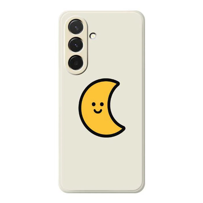 For Samsung Galaxy A36 5G Case Yellow Moon Pattern Printing Straight Edge TPU Phone Back Cover - Beige - 1