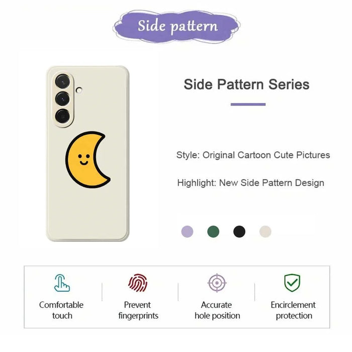 For Samsung Galaxy A36 5G Case Yellow Moon Pattern Printing Straight Edge TPU Phone Back Cover - Beige - 2