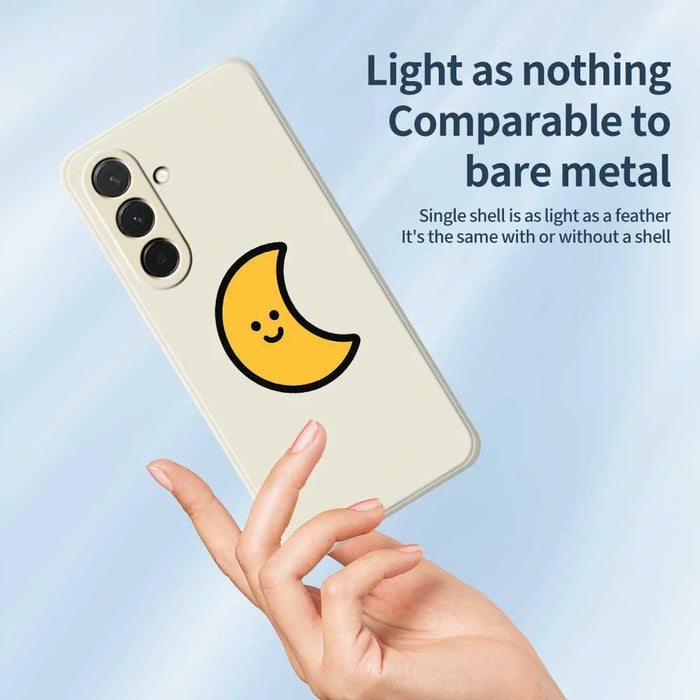 For Samsung Galaxy A36 5G Case Yellow Moon Pattern Printing Straight Edge TPU Phone Back Cover - Beige - 4