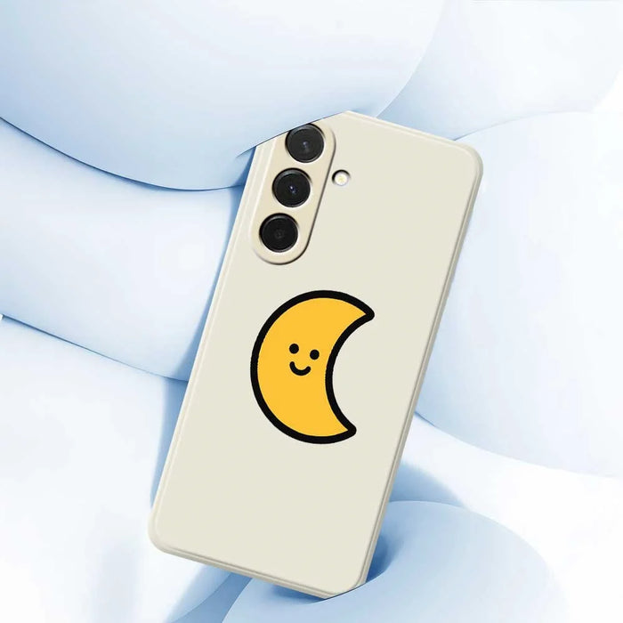 For Samsung Galaxy A36 5G Case Yellow Moon Pattern Printing Straight Edge TPU Phone Back Cover - Beige - 5