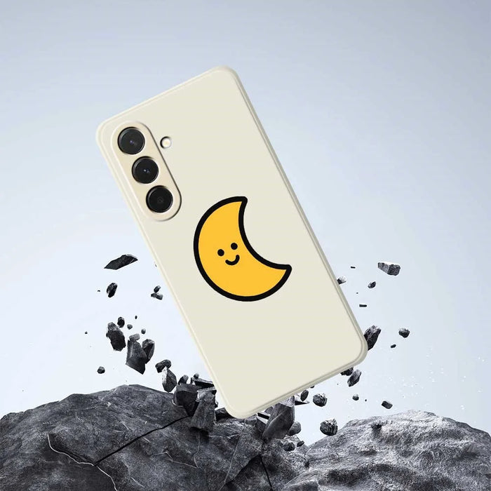 For Samsung Galaxy A36 5G Case Yellow Moon Pattern Printing Straight Edge TPU Phone Back Cover - Beige - 7