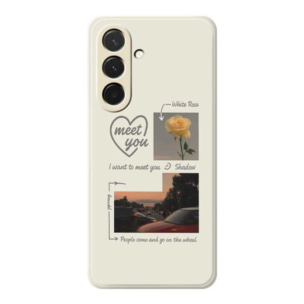 For Samsung Galaxy A36 5G Case Meet You Photo Pattern Printing Straight Edge TPU Phone Back Cover - Beige - 1