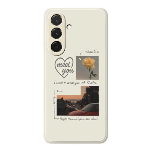 For Samsung Galaxy A36 5G Case Meet You Photo Pattern Printing Straight Edge TPU Phone Back Cover - Beige - 1