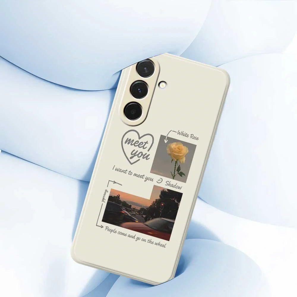 For Samsung Galaxy A36 5G Case Meet You Photo Pattern Printing Straight Edge TPU Phone Back Cover - Beige - 5