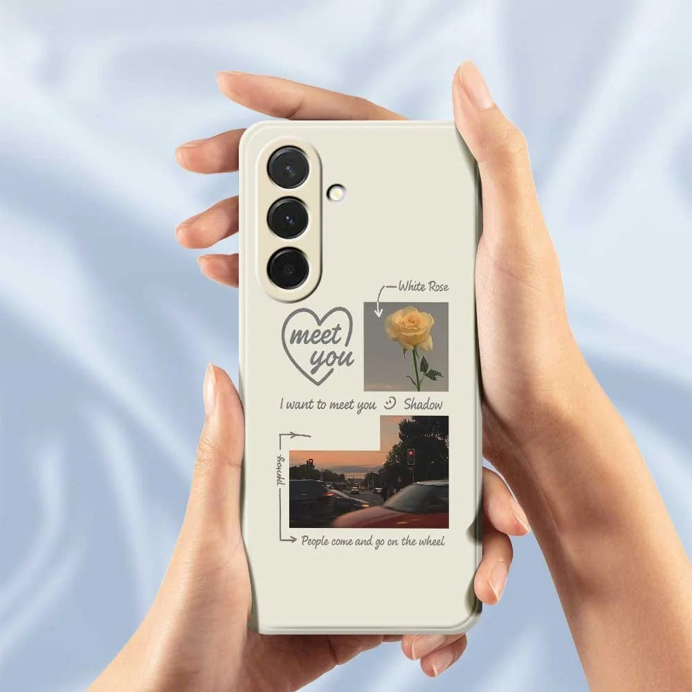For Samsung Galaxy A36 5G Case Meet You Photo Pattern Printing Straight Edge TPU Phone Back Cover - Beige - 6