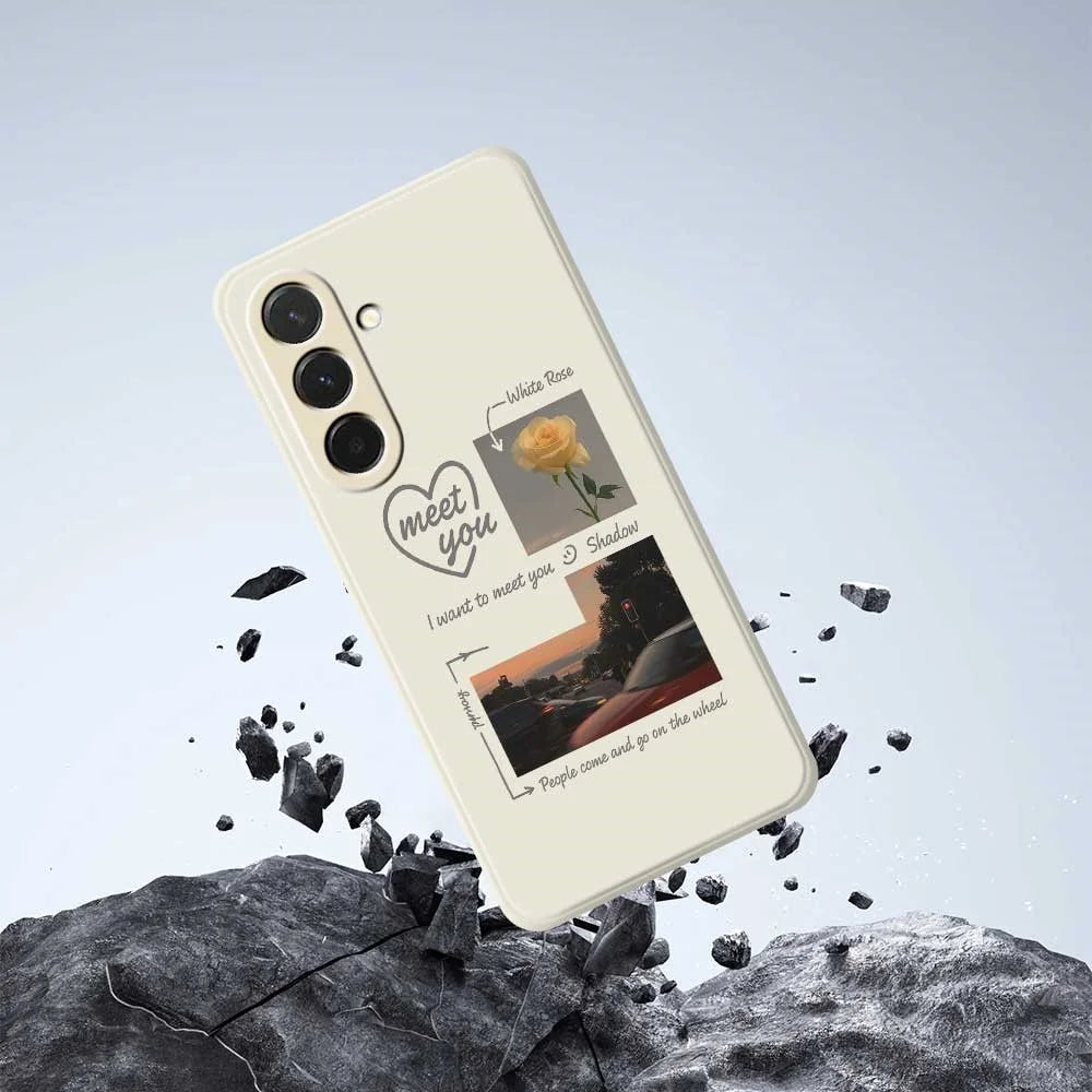 For Samsung Galaxy A36 5G Case Meet You Photo Pattern Printing Straight Edge TPU Phone Back Cover - Beige - 7