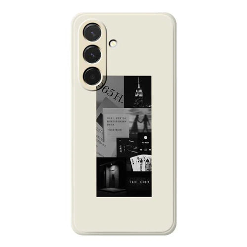 For Samsung Galaxy A36 5G Case Stitching Photos Pattern Printing Straight Edge TPU Phone Back Cover - Beige - 1