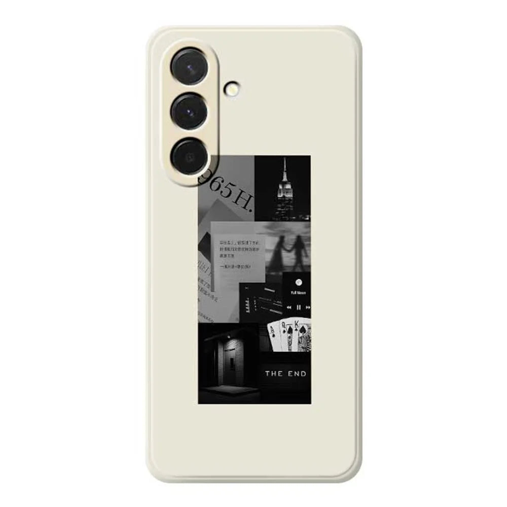 For Samsung Galaxy A36 5G Case Stitching Photos Pattern Printing Straight Edge TPU Phone Back Cover - Beige - 1