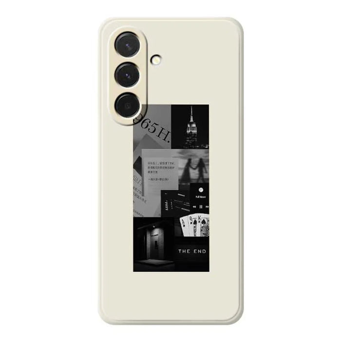 For Samsung Galaxy A36 5G Case Stitching Photos Pattern Printing Straight Edge TPU Phone Back Cover - Beige - 1