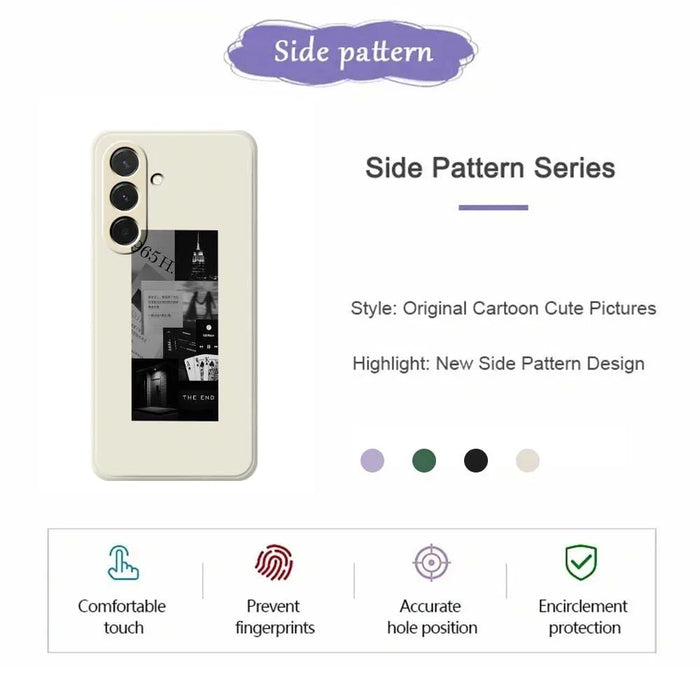 For Samsung Galaxy A36 5G Case Stitching Photos Pattern Printing Straight Edge TPU Phone Back Cover - Beige - 2