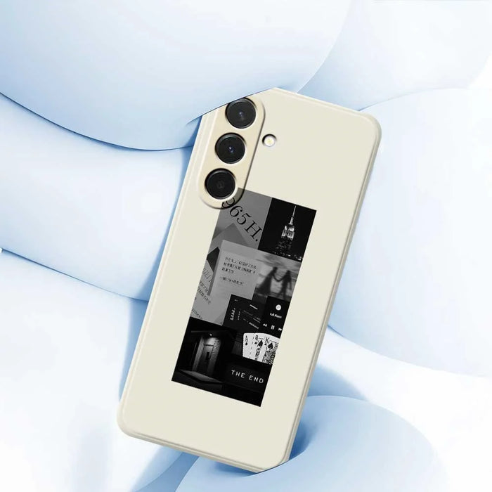 For Samsung Galaxy A36 5G Case Stitching Photos Pattern Printing Straight Edge TPU Phone Back Cover - Beige - 5