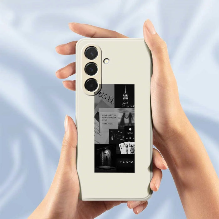 For Samsung Galaxy A36 5G Case Stitching Photos Pattern Printing Straight Edge TPU Phone Back Cover - Beige - 6