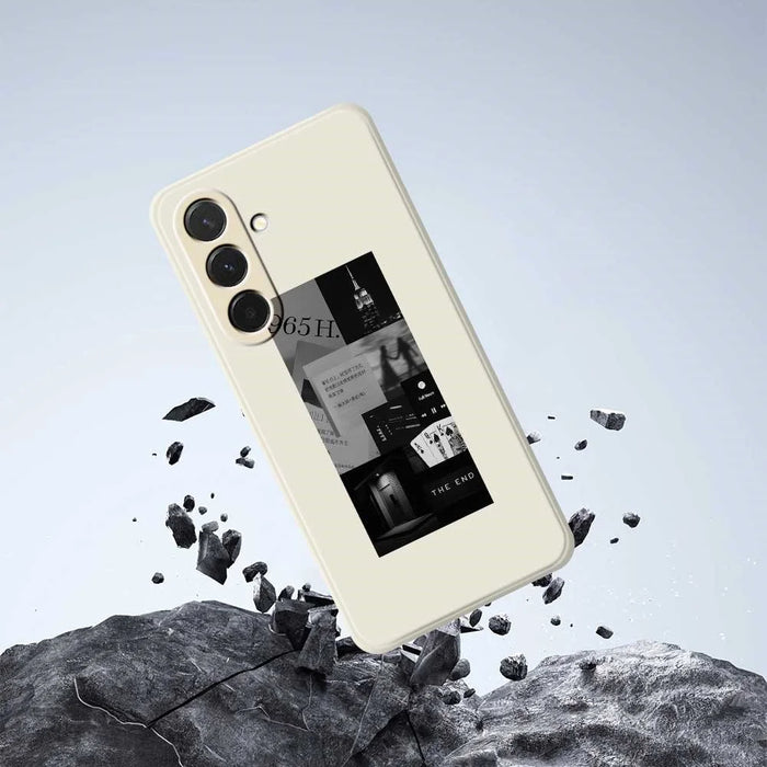 For Samsung Galaxy A36 5G Case Stitching Photos Pattern Printing Straight Edge TPU Phone Back Cover - Beige - 7