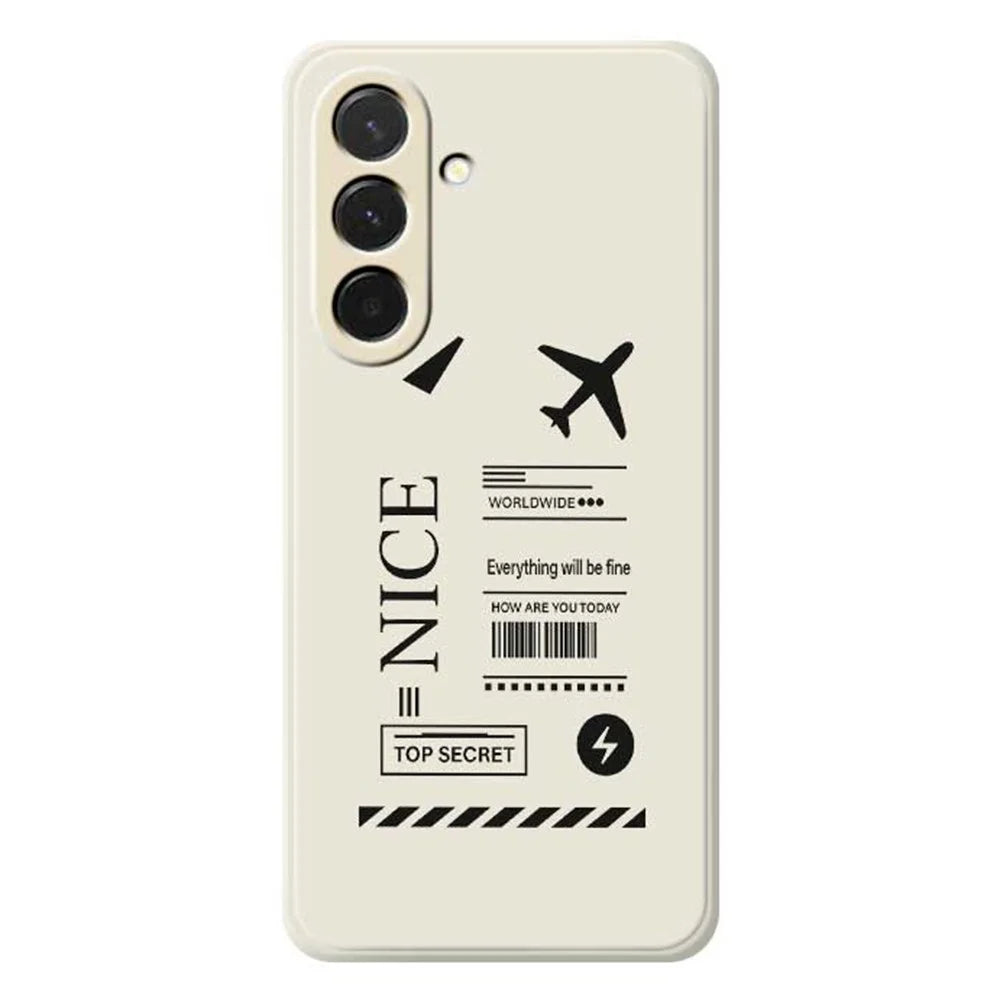 For Samsung Galaxy A36 5G Case Boarding Ticket Pattern Printing Straight Edge TPU Phone Back Cover - Beige - 1