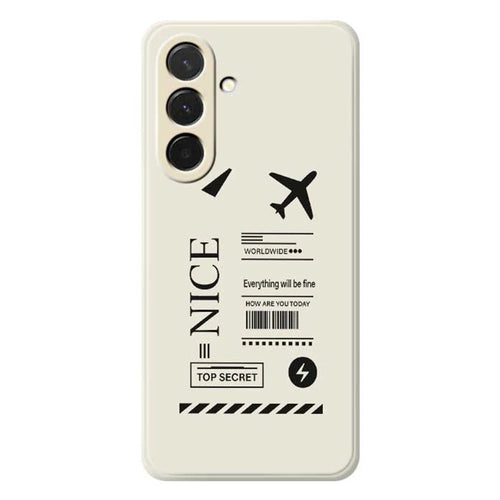 For Samsung Galaxy A36 5G Case Boarding Ticket Pattern Printing Straight Edge TPU Phone Back Cover - Beige - 1